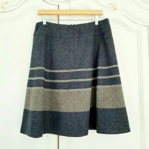 Pendleton Slate Blue Tan Stripe Wool A Line Short Skirt Womens 14 Made In USA - Picture 2 of 5